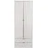 Diamond 2 Door 2 Drawer Tall Wardrobe - White