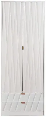 Diamond 2 Door 2 Drawer Tall Wardrobe - White image