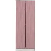 Diamond 2 Door Tall Wardrobe - Pink, White
