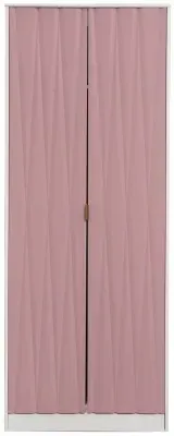 Diamond 2 Door Tall Wardrobe - Pink, White image