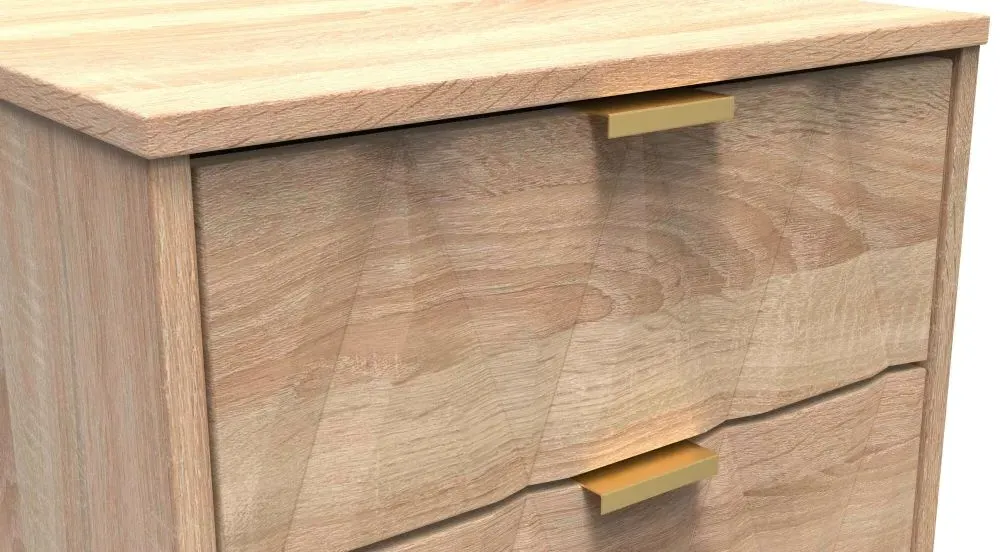 Diamond 2 Drawer Bedside Cabinet with Hairpin Legs - Oak