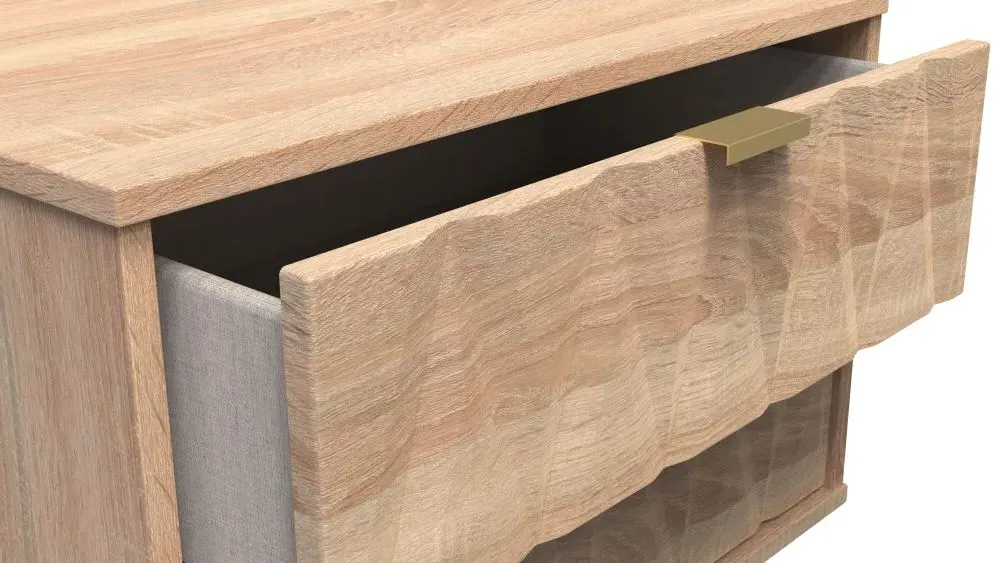 Diamond 2 Drawer Bedside Cabinet with Hairpin Legs - Oak