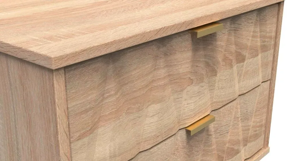 Diamond 2 Drawer Bedside Cabinet with Hairpin Legs - Oak