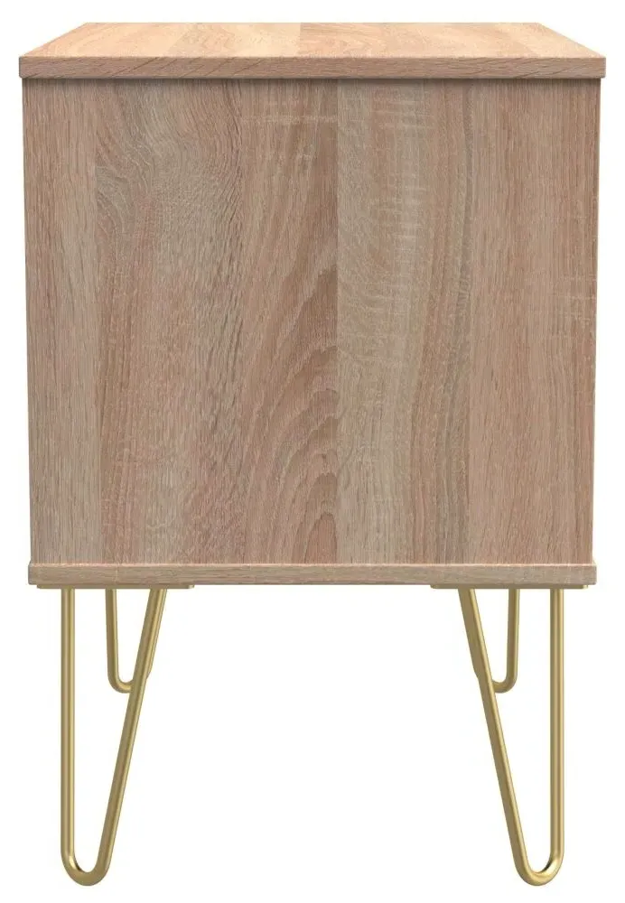 Diamond 2 Drawer Bedside Cabinet with Hairpin Legs - Oak