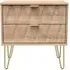 Diamond 2 Drawer Bedside Cabinet with Hairpin Legs - Oak