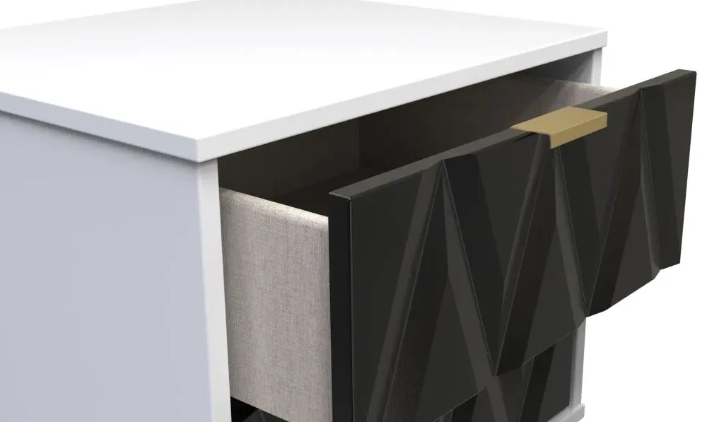 Diamond 2 Drawer Bedside Cabinet with Hairpin Legs - White