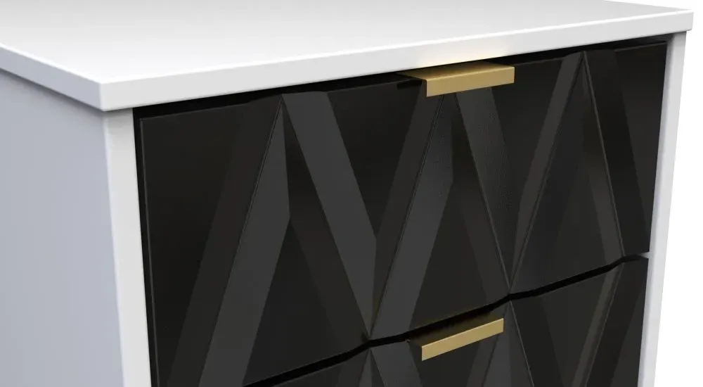 Diamond 2 Drawer Bedside Cabinet with Hairpin Legs - White