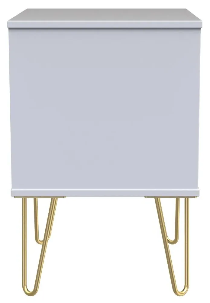 Diamond 2 Drawer Bedside Cabinet with Hairpin Legs - White