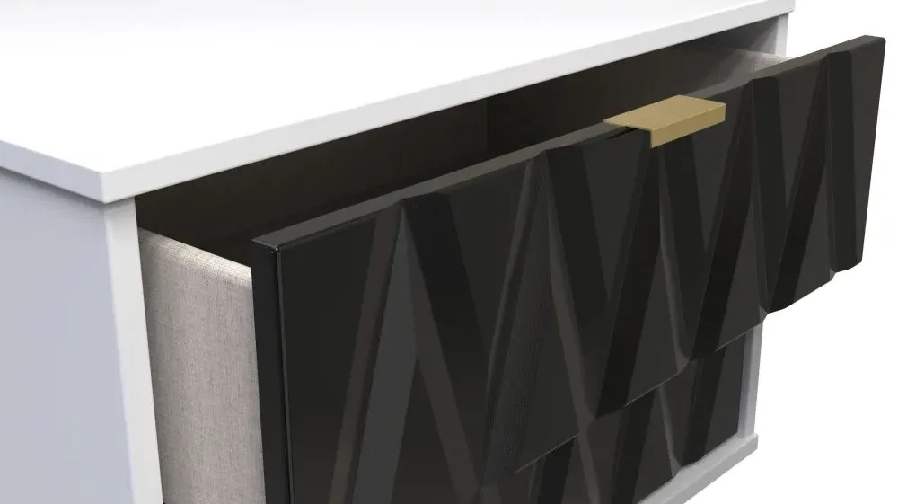 Diamond 2 Drawer Bedside Cabinet with Hairpin Legs - White