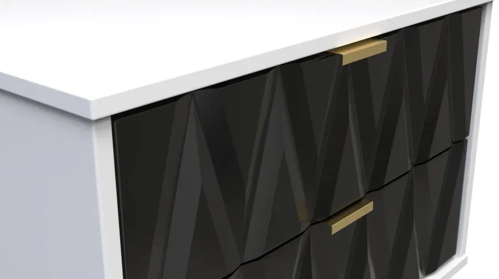 Diamond 2 Drawer Bedside Cabinet with Hairpin Legs - White