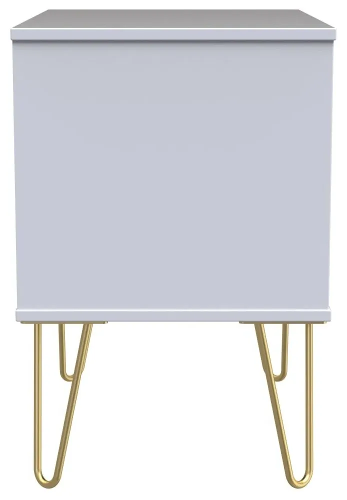 Diamond 2 Drawer Bedside Cabinet with Hairpin Legs - White