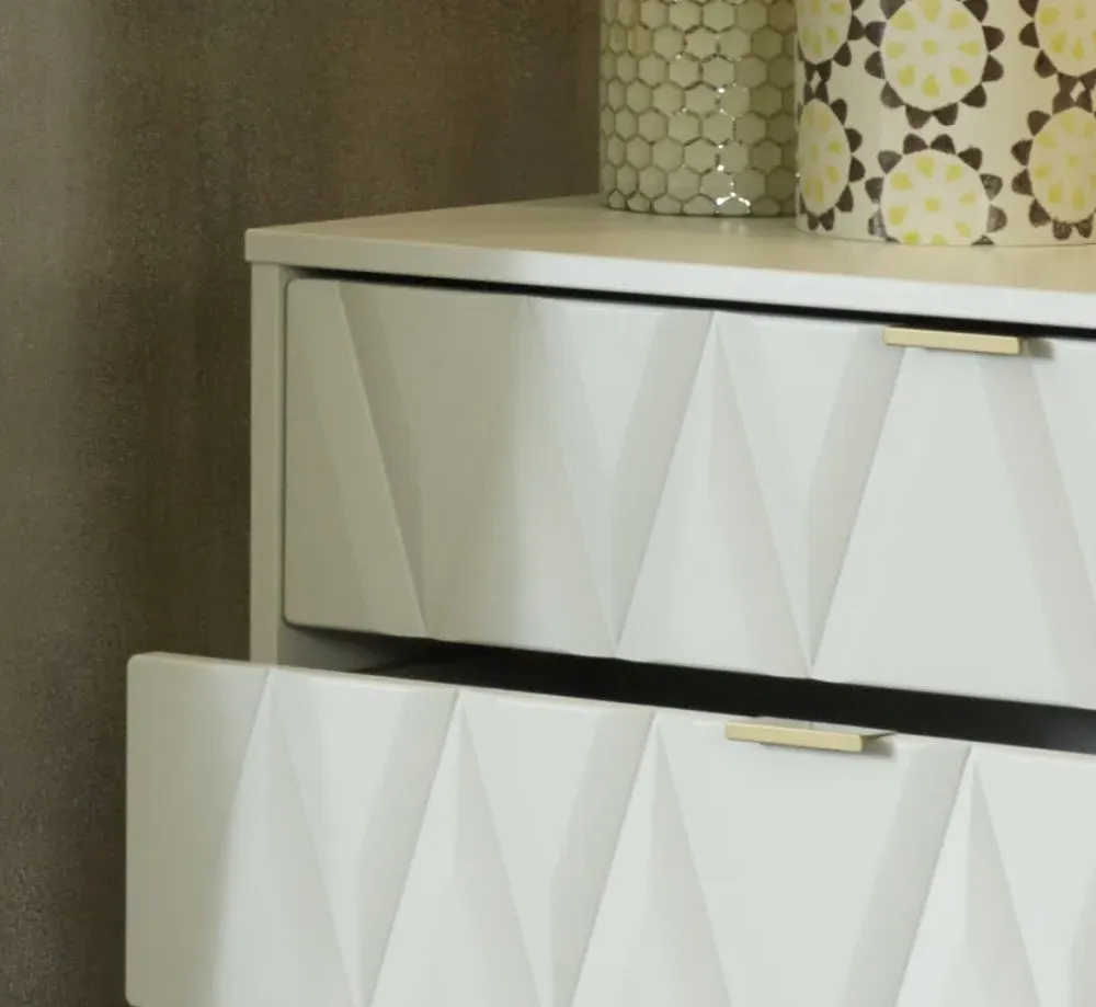 Diamond 2 Drawer Bedside Cabinet with Hairpin Legs - White