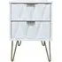 Diamond 2 Drawer Bedside Cabinet with Hairpin Legs - White