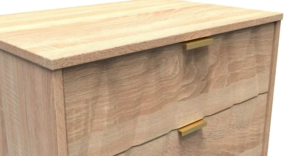 Diamond 3 Drawer Midi Chest with Hairpin Legs - Bardolino Oak