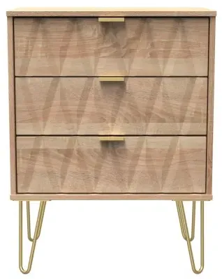Diamond 3 Drawer Midi Chest with Hairpin Legs - Bardolino Oak