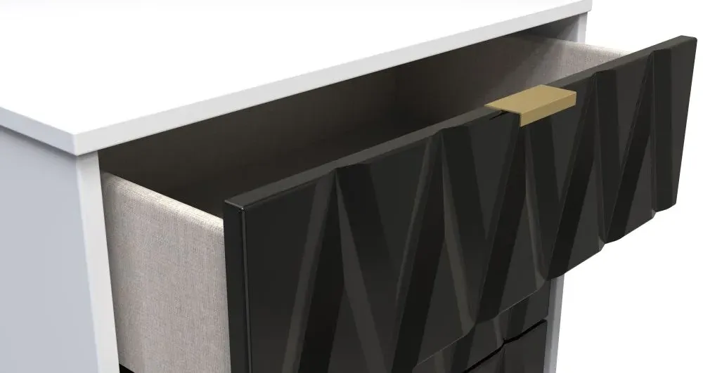 Diamond 3 Drawer Midi Chest with Hairpin Legs - Black, White