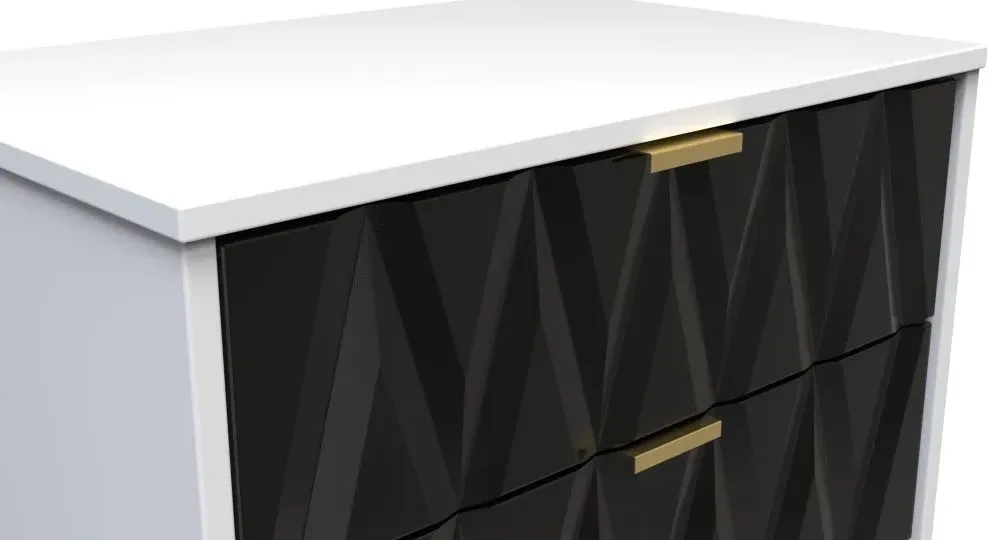 Diamond 3 Drawer Midi Chest with Hairpin Legs - Black, White