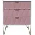 Diamond 3 Drawer Midi Chest with Hairpin Legs - Pink, White