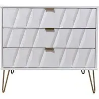 Diamond 3 Drawer Small Chest with Hairpin Legs - White