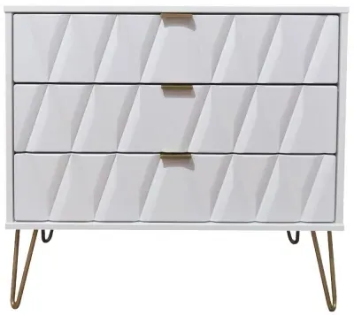 Diamond 3 Drawer Small Chest with Hairpin Legs - White