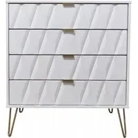Diamond 4 Drawer Chest with Hairpin Legs - White