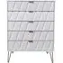 Diamond 5 Drawer Chest with Hairpin Legs - White