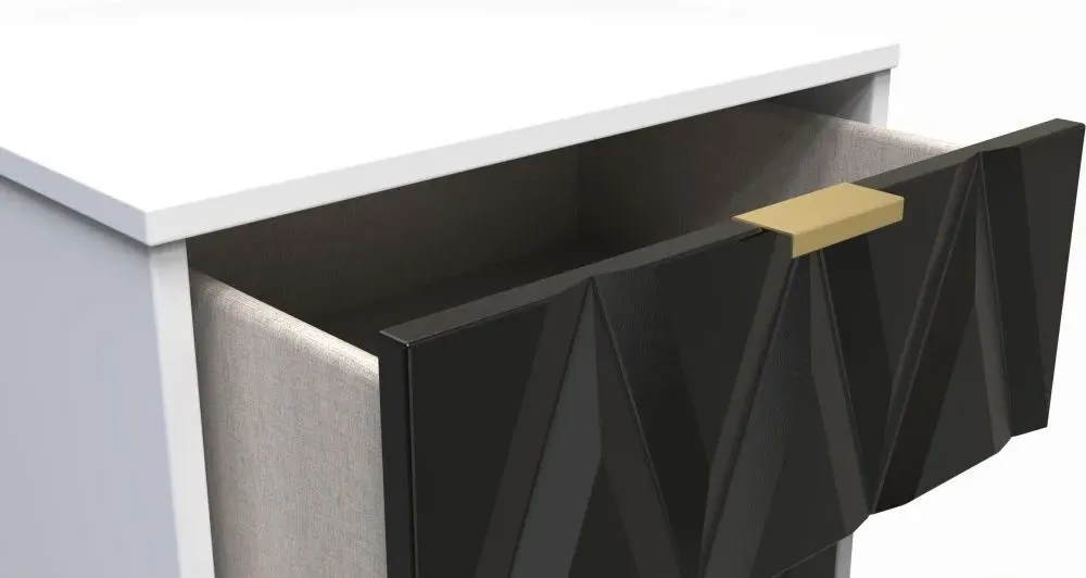 Diamond 5 Drawer Narrow Chest with Hairpin Legs - Black