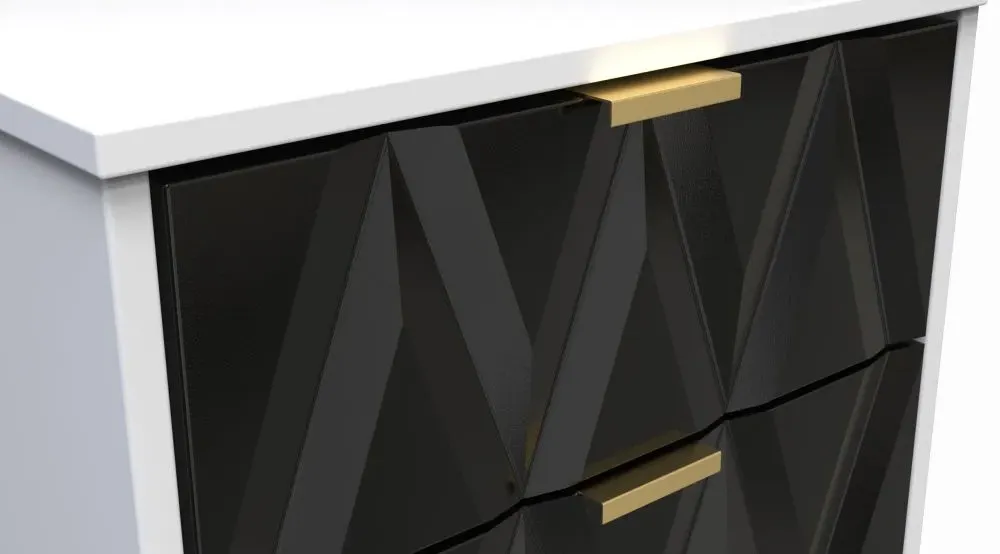 Diamond 5 Drawer Narrow Chest with Hairpin Legs - Black