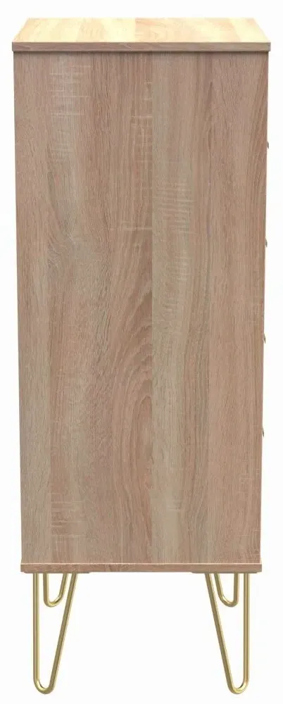 Diamond 5 Drawer Narrow Chest with Hairpin Legs - Oak
