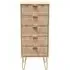 Diamond 5 Drawer Narrow Chest with Hairpin Legs - Oak