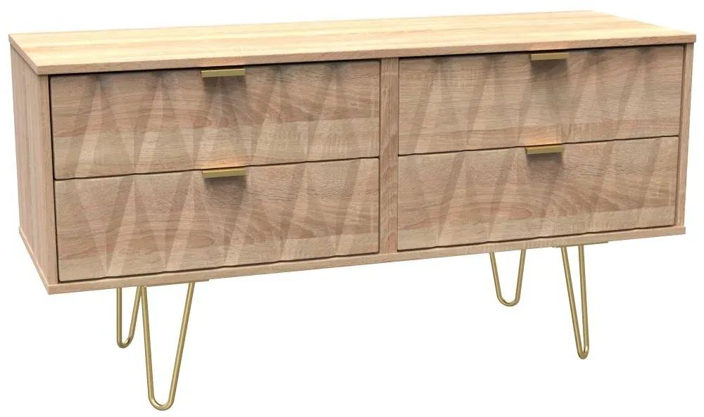 Diamond Bed Box with Hairpin Legs - Bardolino Oak