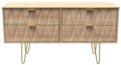 Diamond Bed Box with Hairpin Legs - Bardolino Oak