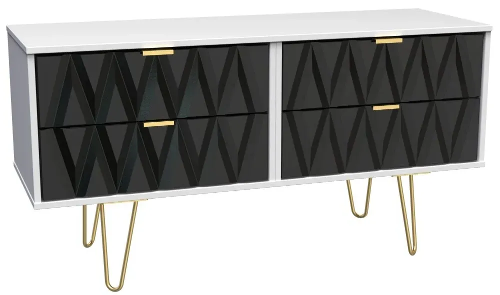 Diamond Bed Box with Hairpin Legs - Black and White