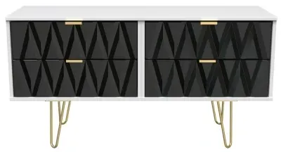 Diamond Bed Box with Hairpin Legs - Black and White