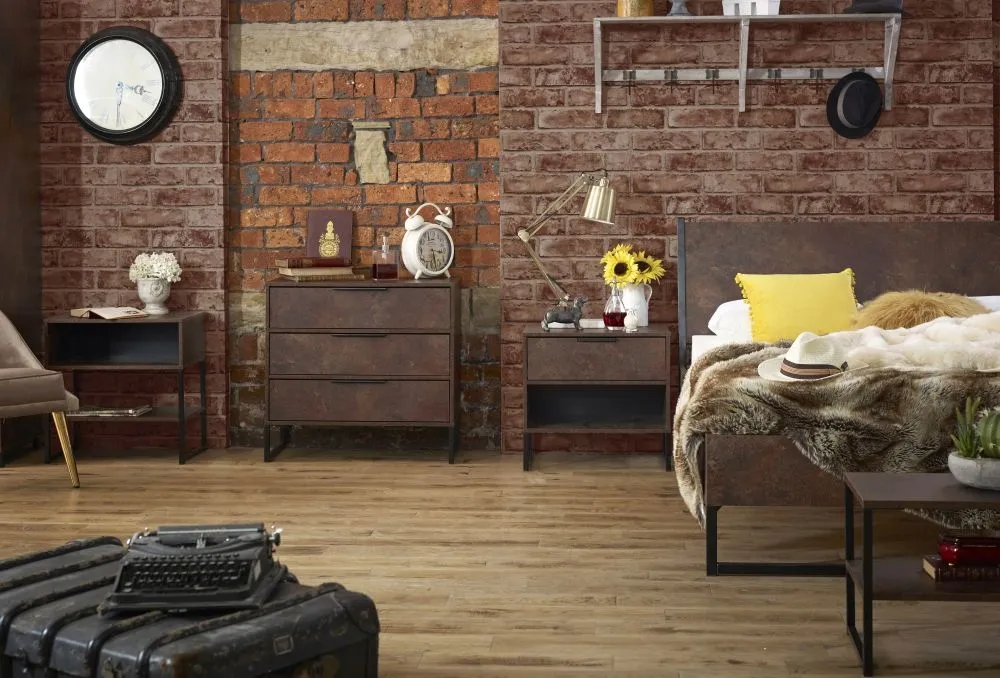 Diego 1 Drawer Bedside Table - Copper and Black