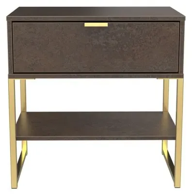 Diego 1 Drawer Bedside Table - Copper and Gold