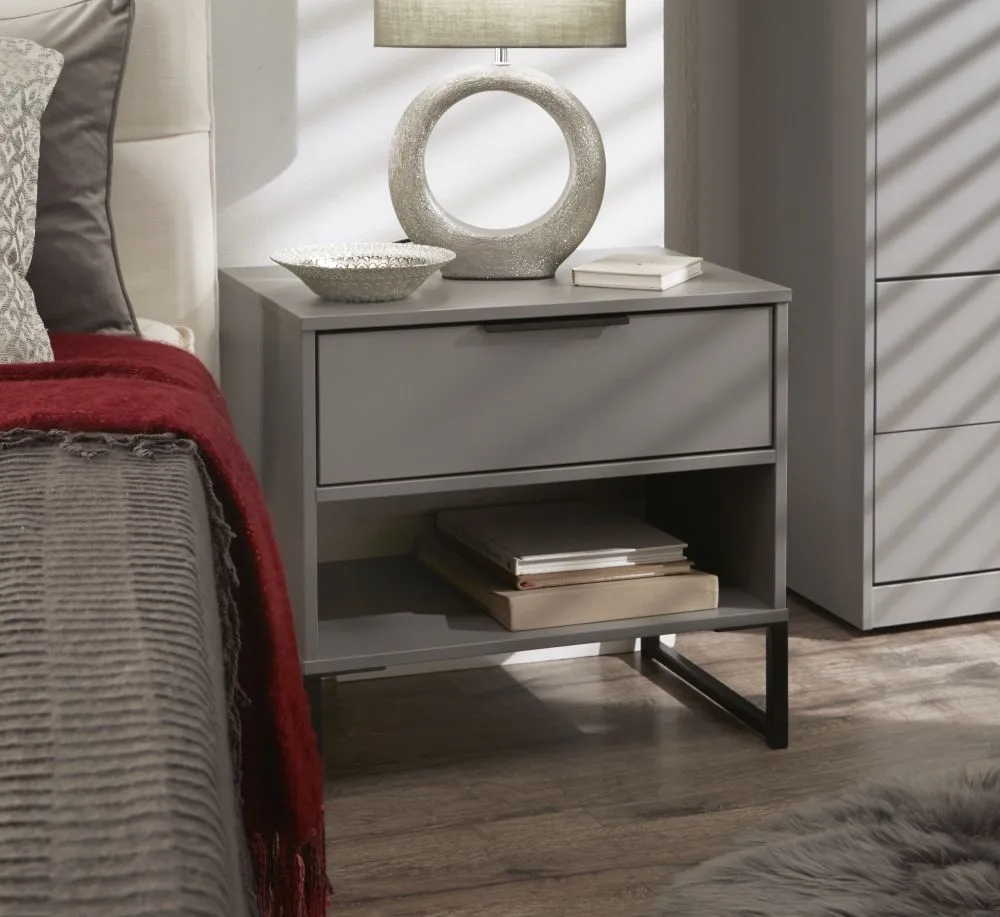Diego 1 Drawer Midi Bedside Table - Dust Grey