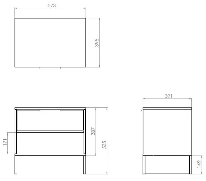 Diego 1 Drawer Midi Bedside Table - Dust Grey