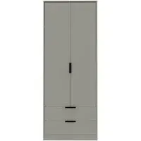 Diego 2 Door 2 Drawer Tall Wardrobe - Dust Grey, Particle Wood