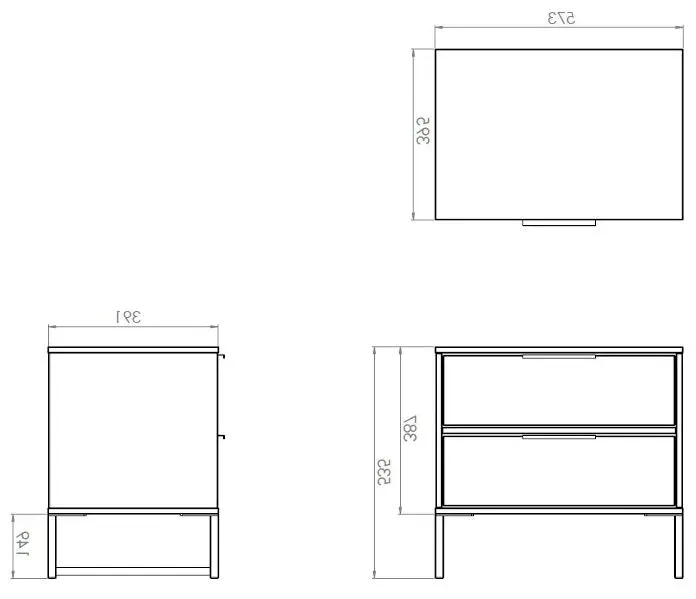 Diego 2 Drawer Bedside Cabinet - Copper Gold