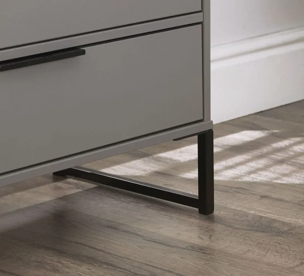 Diego 2 Drawer Bedside Cabinet - Grey, Particle Wood