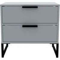 Diego 2 Drawer Bedside Cabinet - Grey, Particle Wood