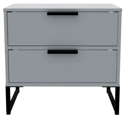 Diego 2 Drawer Bedside Cabinet - Grey, Particle Wood image