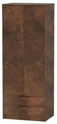 Diego 2 Drawer Tall Wardrobe - Copper