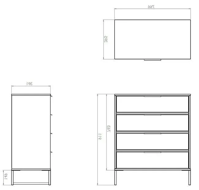 Diego 4 Drawer Chest - Copper and Black, MDF