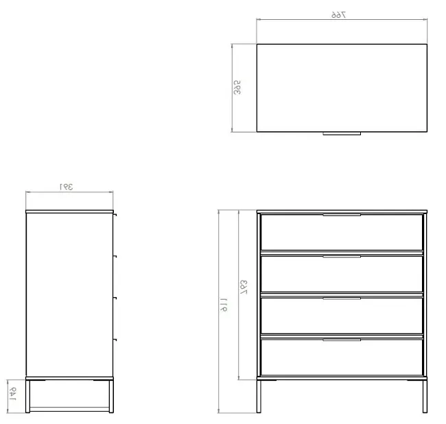 Diego 4 Drawer Chest - Copper and Gold, Particle Wood