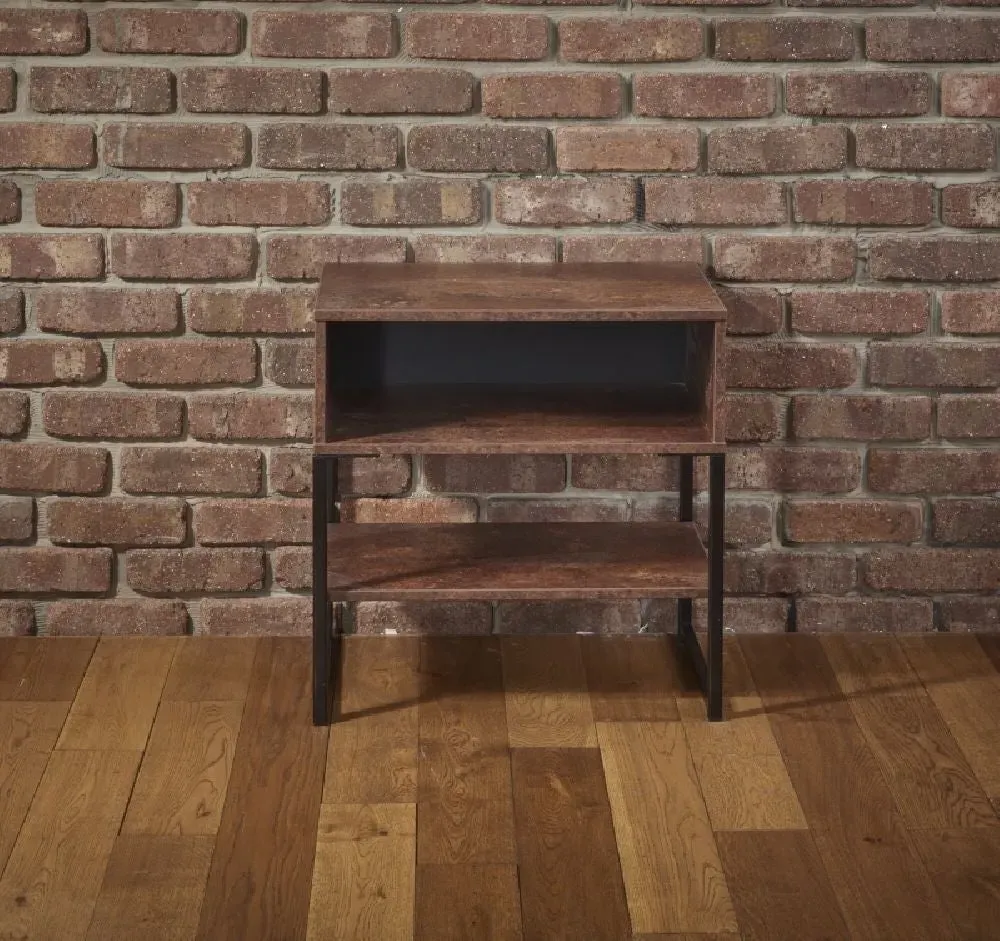 Diego Bedside Table - Copper and Black, Particle Wood