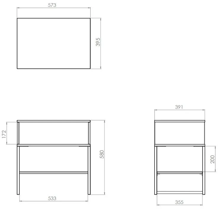 Diego Bedside Table - Copper and Black, Particle Wood