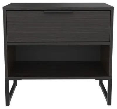 Diego Midi Bedside Table with Drawer - Black