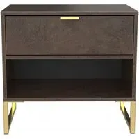 Diego Midi Bedside Table with Drawer - Copper and Gold